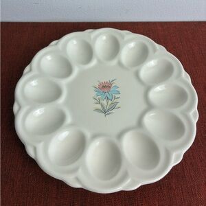 Vintage Deviled Egg Plate w/ Floral Center